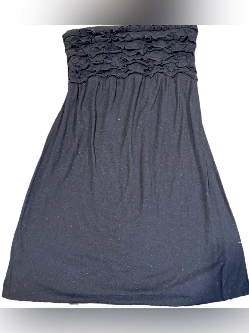 Vintage Y2K Xhilaration Ruffle Smocked Tube Dress Black Mini Babydoll
